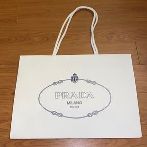 Prada White Logo Paper Gift Shopping Bag